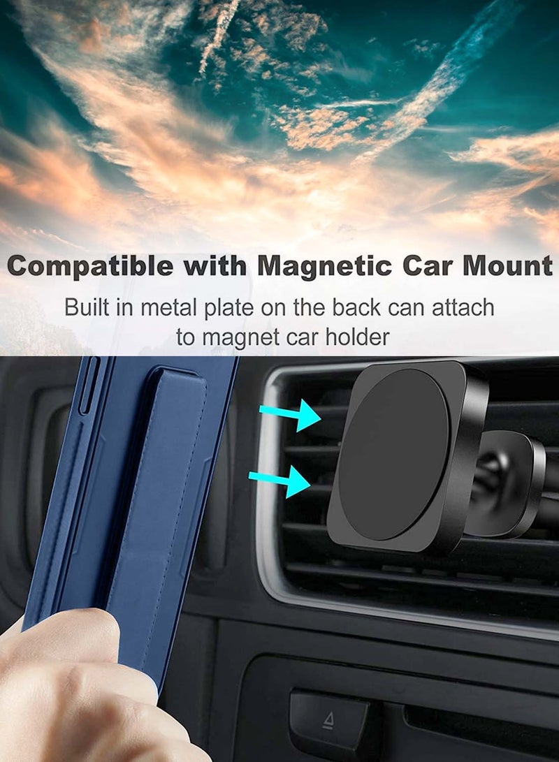 Wtech Honor 200 Pro 5G 2024 Hand Grip Foldable Magnetic Kickstand Wrist Strap Finger Grip With Built-In Iron Modern Camera Lips Case Cover - Navy Blue - Image 2