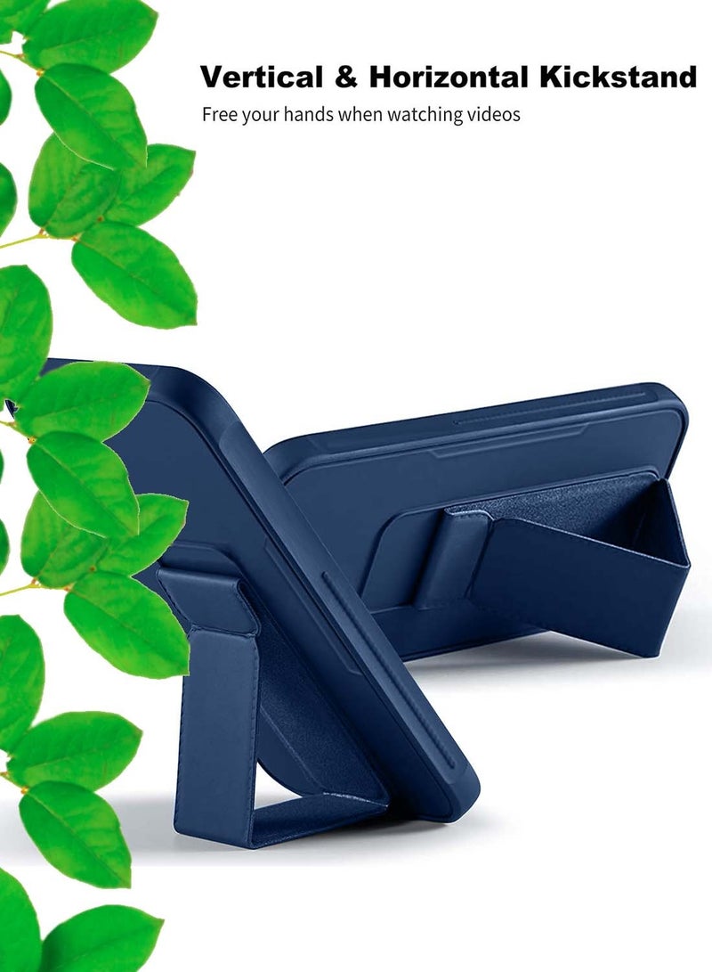 Wtech Honor 200 Pro 5G 2024 Hand Grip Foldable Magnetic Kickstand Wrist Strap Finger Grip With Built-In Iron Modern Camera Lips Case Cover - Navy Blue - Image 5