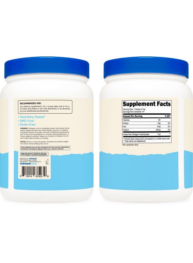 Nutricost Grass-Fed Collagen Powder 1LB (454 G) - Bovine Collagen Hydrolysate (Unflavored) - Collagen Peptides - Image 4