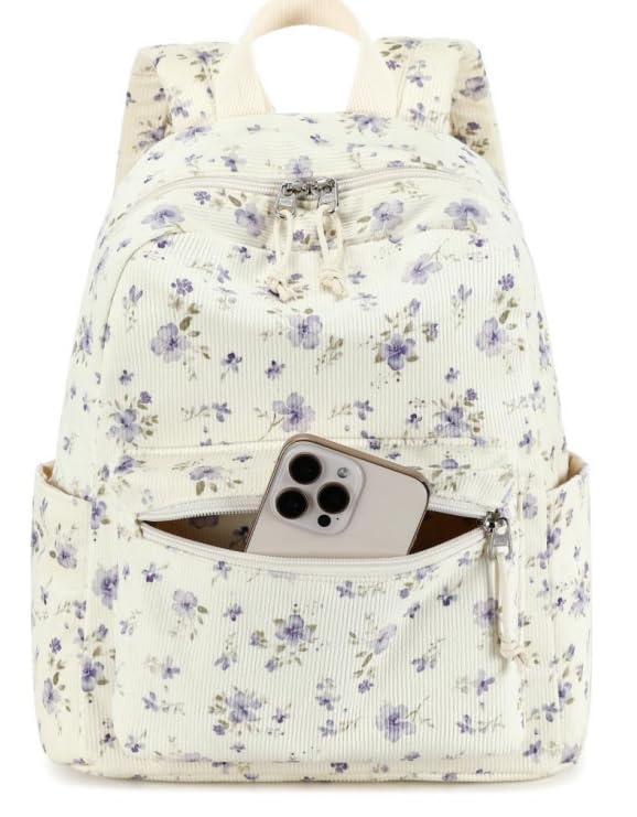 BTOOP Mini Backpack Women Girls Water-resistant Small Backpack Purse Shoulder Bag for Womens Adult Kids School Travel (Purple Floral201) - Image 2
