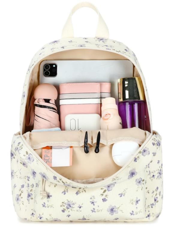 BTOOP Mini Backpack Women Girls Water-resistant Small Backpack Purse Shoulder Bag for Womens Adult Kids School Travel (Purple Floral201) - Image 3