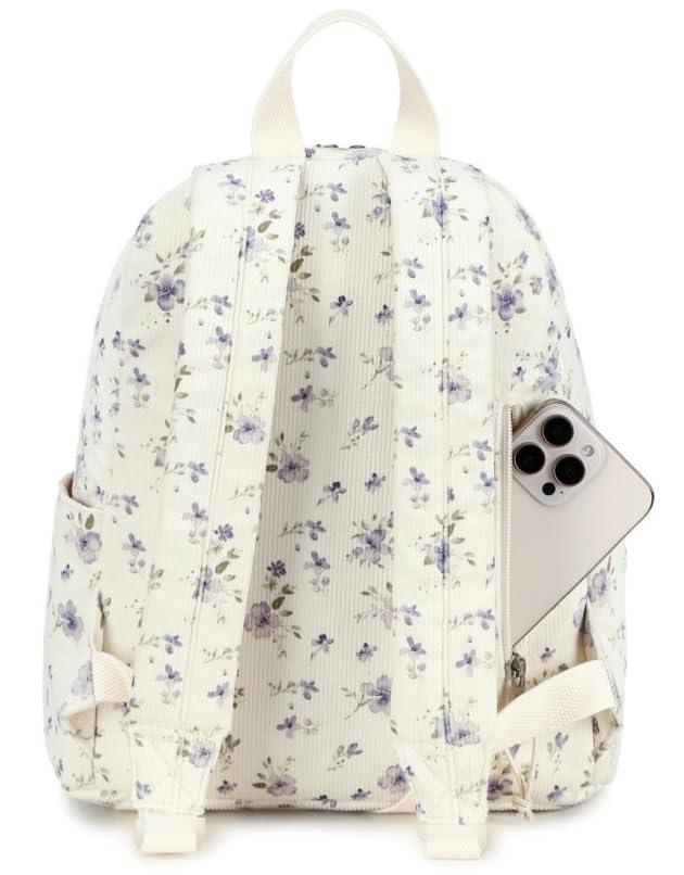 BTOOP Mini Backpack Women Girls Water-resistant Small Backpack Purse Shoulder Bag for Womens Adult Kids School Travel (Purple Floral201) - Image 5