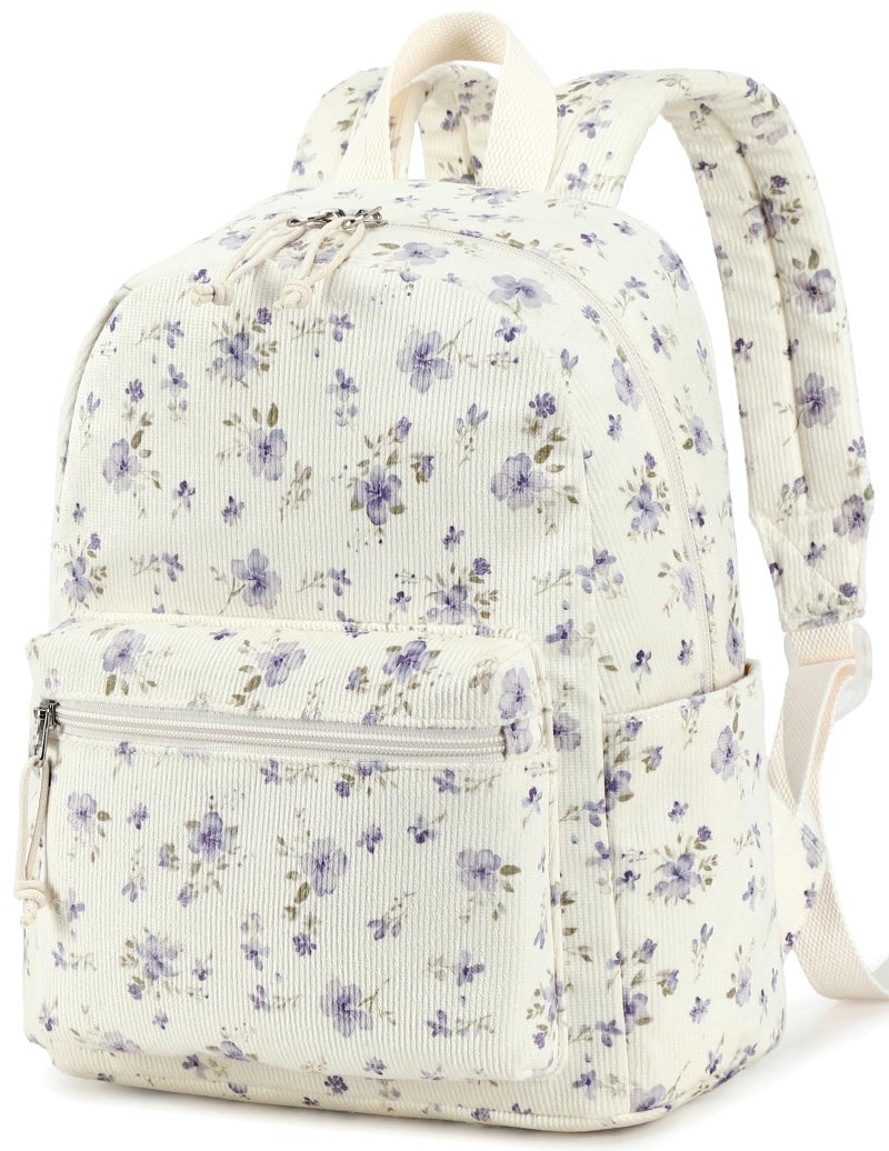 BTOOP Mini Backpack Women Girls Water-resistant Small Backpack Purse Shoulder Bag for Womens Adult Kids School Travel (Purple Floral201) - Image 1
