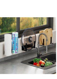 SYOSI Pot Lid Organizer, Wall Mounted Pot Lid Hanger for Cabinet Door Kitchen Organization, Pot Lid Holder Kitchen Racks, Pot Lid Organizers Inside Cabinet Door, Fits 7" to 12", Black Set (4 Packs)  - Image 4