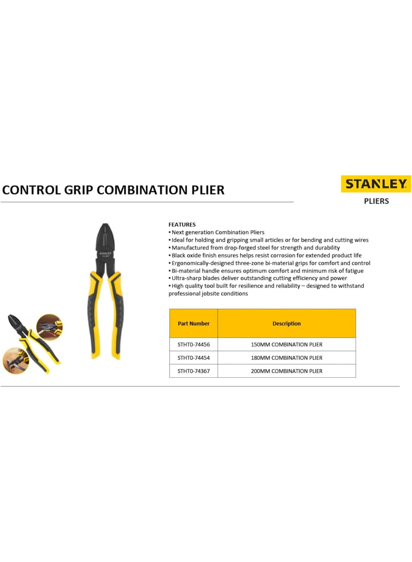 Stanley Combination Plier 8 Inch STHT0-74367 Stanley | Best Price