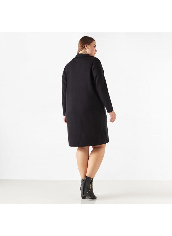 Ulla Popken Plus Size Ulla Popken Embellished Dress with Collar and Zip Detail  - Image 3