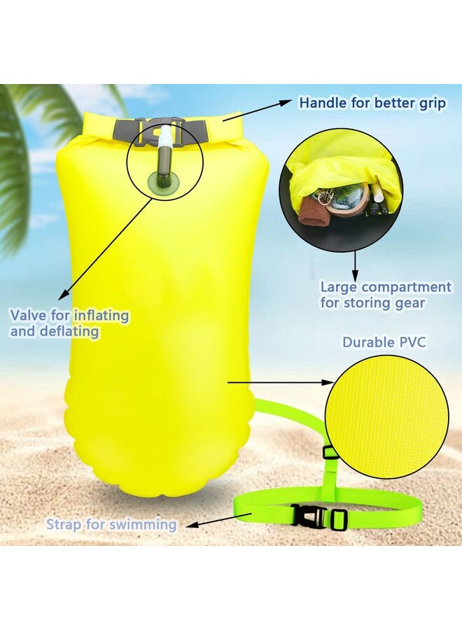 Swim Buoy for Open Water Swimmers and Triathletes - Light and Visible Float for Safe Training and Racing - High Visiblity Fluo Green - Image 3