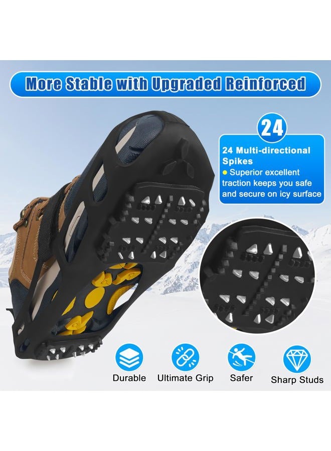 JOGFFDE Ice Cleats Snow Walk Traction Cleats Crampons for Walking on Snow and Ice,Non-Slip Overshoe Grippers Anti Slip Footwear Ice Cleats for Shoes and Boots Winter Hiking Climbing Ice Fishing(L) - Image 2