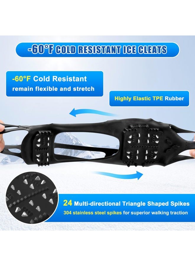 JOGFFDE Ice Cleats Snow Walk Traction Cleats Crampons for Walking on Snow and Ice,Non-Slip Overshoe Grippers Anti Slip Footwear Ice Cleats for Shoes and Boots Winter Hiking Climbing Ice Fishing(L) - Image 4