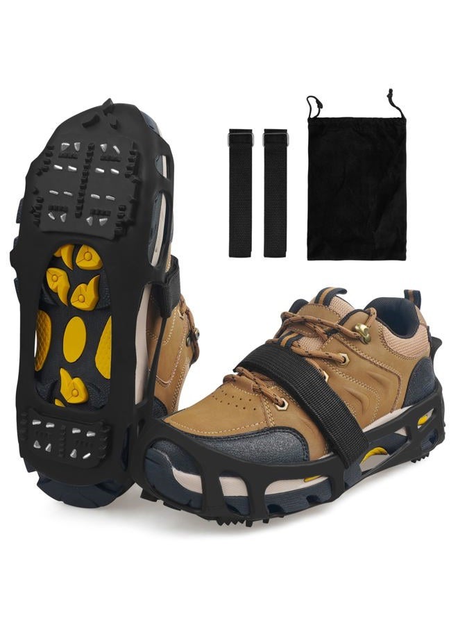 JOGFFDE Ice Cleats Snow Walk Traction Cleats Crampons for Walking on Snow and Ice,Non-Slip Overshoe Grippers Anti Slip Footwear Ice Cleats for Shoes and Boots Winter Hiking Climbing Ice Fishing(L) - Image 1