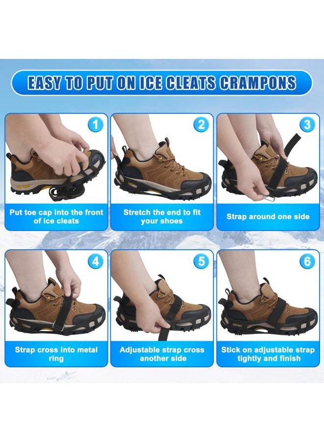JOGFFDE Ice Cleats Snow Walk Traction Cleats Crampons for Walking on Snow and Ice,Non-Slip Overshoe Grippers Anti Slip Footwear Ice Cleats for Shoes and Boots Winter Hiking Climbing Ice Fishing(L) - Image 5