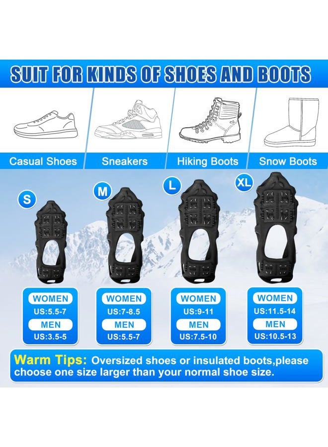 JOGFFDE Ice Cleats Snow Walk Traction Cleats Crampons for Walking on Snow and Ice,Non-Slip Overshoe Grippers Anti Slip Footwear Ice Cleats for Shoes and Boots Winter Hiking Climbing Ice Fishing(L) - Image 3
