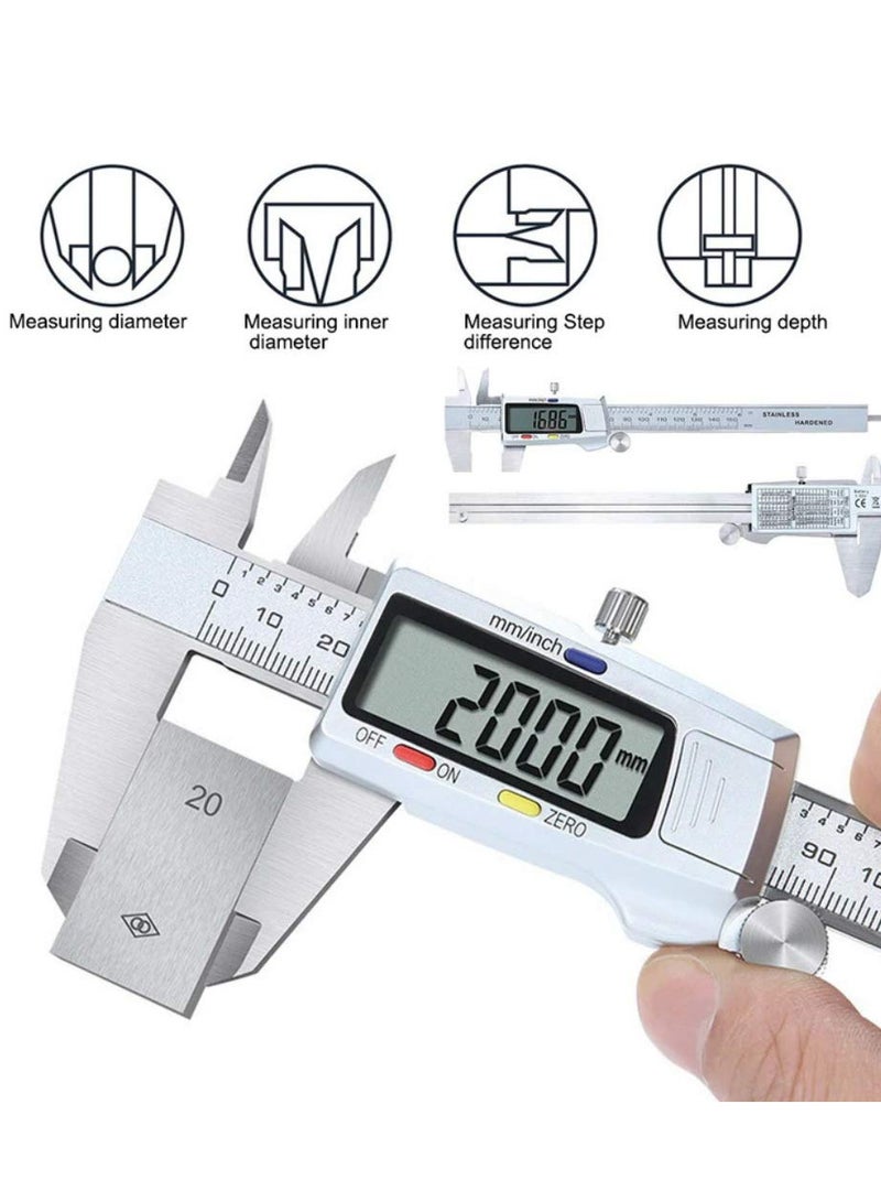 Digital Caliper 6 Inch 150mm Measuring Tool, Electronic Micrometer Vernier Calipers, Accurate Measurement, 0.01mm Resolution Stainless Steel Large LCD Screen Measuring device - Image 4