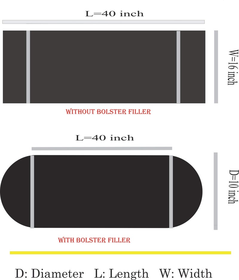 Saffron Black Bolster Cover - Set of 2 Covers - Round Bolster Cover for Sofa Deevan Couch Cotton 10" Diameter x 24" Long (25 cm Diameter x 60 cm Long) Removable Cover - Image 4