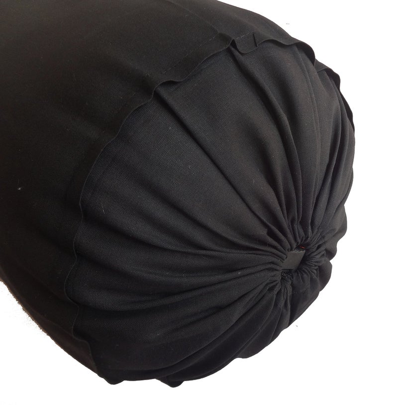 Saffron Black Bolster Cover - Set of 2 Covers - Round Bolster Cover for Sofa Deevan Couch Cotton 10" Diameter x 24" Long (25 cm Diameter x 60 cm Long) Removable Cover - Image 1