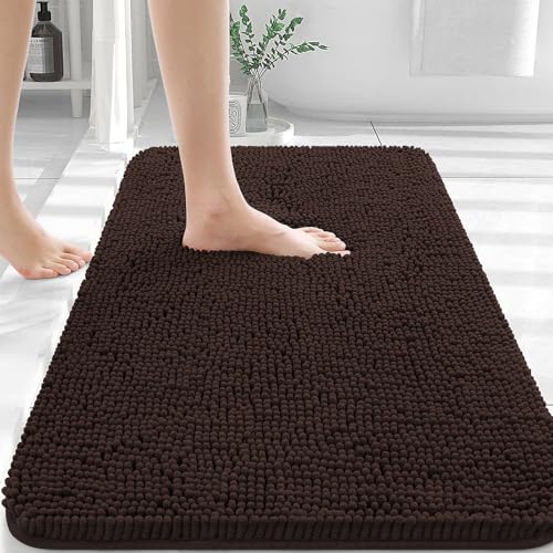 OLANLY Bathroom Rugs 36x24, Extra Soft Absorbent Chenille Bath Rugs, Rubber Backing Quick Dry, Machine Washable Bath Mats for Bathroom Floor, Tub and Shower, Home Decor Accessories, Brown - Image 4