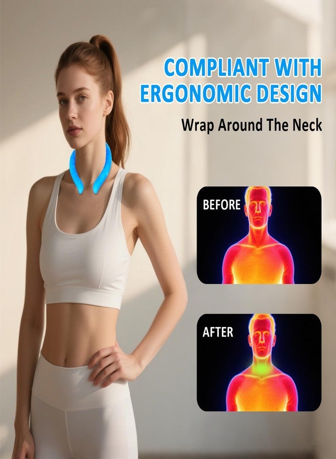Ruheaou Neck Cooling Tube with Cold Insulated Bag,Reusable 18℃/64℉ Ice Neck Ring Wearable Body Cooler Products for Summer（Dark Blue） - Image 5