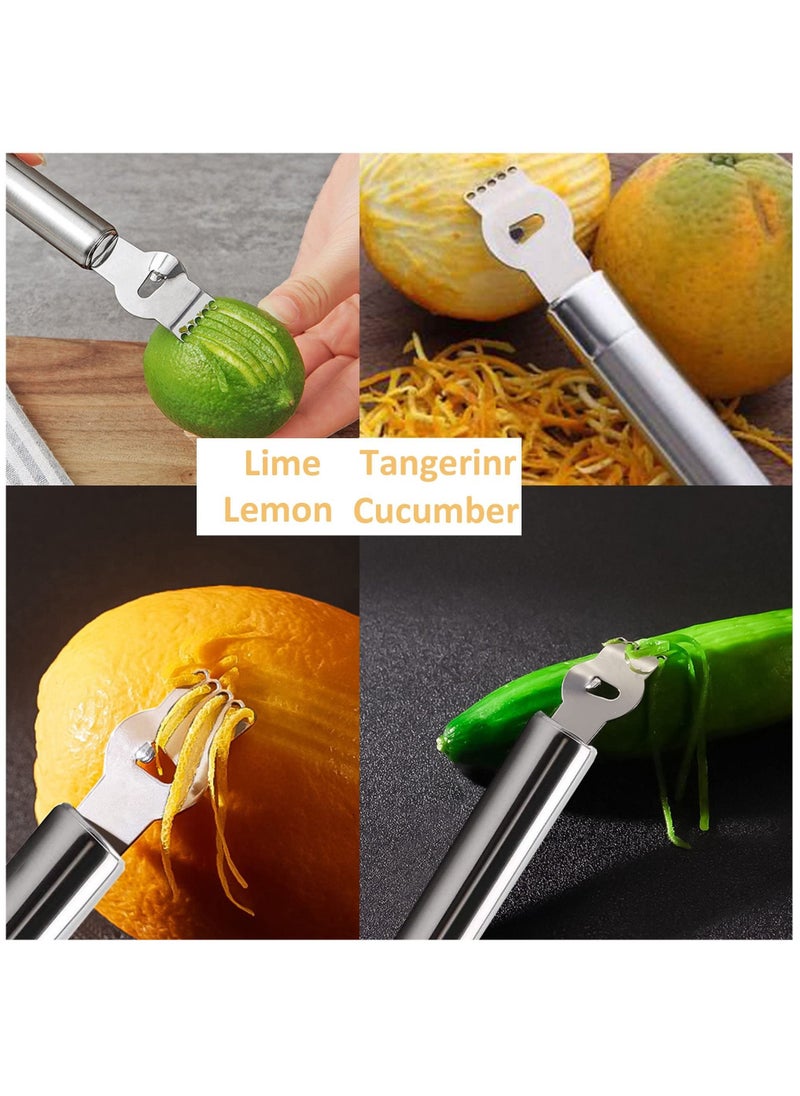 SYOSI 3 Pieces Lemon Zest Peeler for Cocktails Stainless Steel Orange Rind Peeler Tool Orange Citrus Twist Peeler with Channel Knife Kitchen Accessories Knife Tool for Kitchen & Bar, Dishwasher Safe  - Image 2