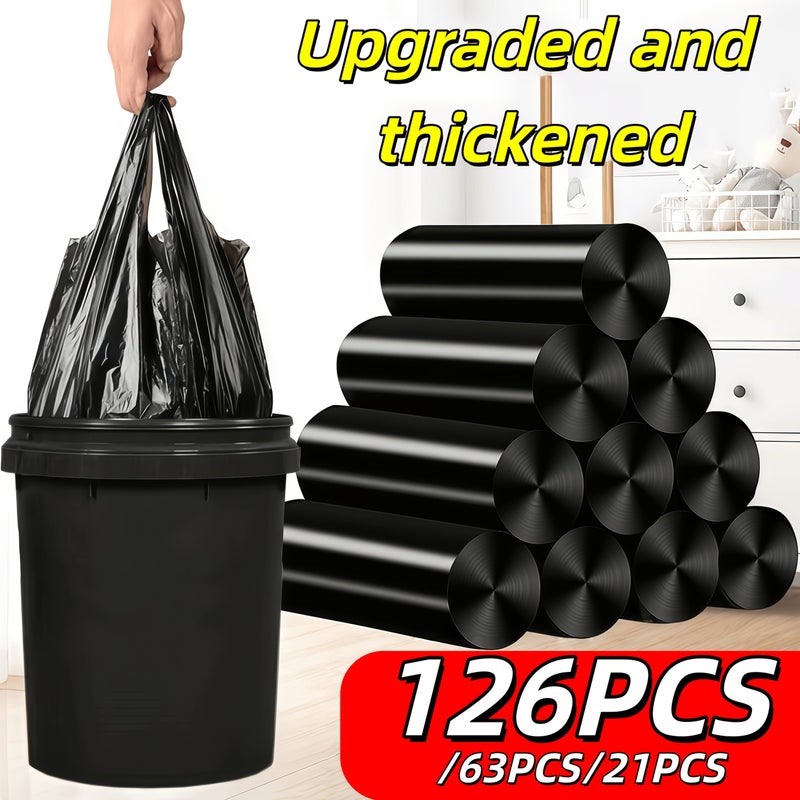 126 Pcs Ultra Thick Heavy Duty Black Garbage Bags Versatile Kitchen Office Outdoor Use - Image 1