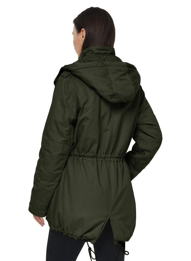 WenVen Women's Multi Pockets Cotton Quilted Winter Anorak Jacket(Green, L) - Image 4