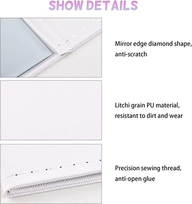 ARQIVO Mirror, Desktop Mirror, Creative Folding PU Leather Makeup Mirror, Smart Portable Mirror, Desktop Folding Mirror with Stand, Simple Fashion White Mirror (Pack of 1) - Image 4