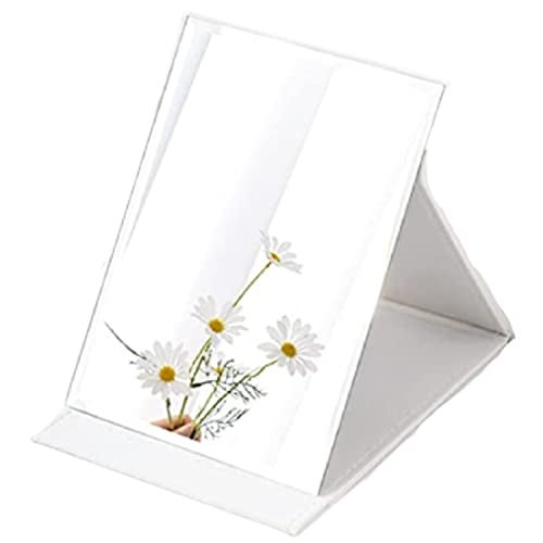 ARQIVO Mirror, Desktop Mirror, Creative Folding PU Leather Makeup Mirror, Smart Portable Mirror, Desktop Folding Mirror with Stand, Simple Fashion White Mirror (Pack of 1) - Image 1