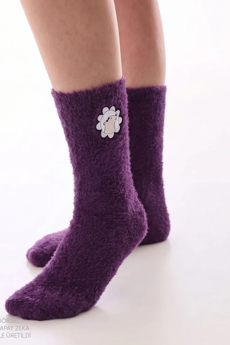 Penti PENTI Comfortable Fluffy Slogan Pattern Crew Socks
