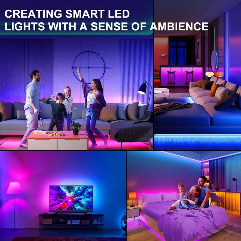 أضواء LED للتلفاز، شريط أضواء RGB متزامن مع الموسيقى بطول 13.2 قدم مع تحكم عن بُعد وتطبيق، يعمل بالطاقة من USB للتلفزيونات من 32-65 بوصة، الكمبيوتر، غرفة النوم، إعداد الألعاب، السينما المنزلية - Image 4