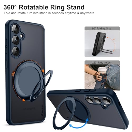 KARWAN Tough Shockproof Armor Back Case Cover Compatible with Samsung Galaxy S23FE with 360 Degree Rotation Magnetic Attraction Ring Holder Heavy Duty Rug Case with Magnetic MagEase Wireless Charging - Image 3