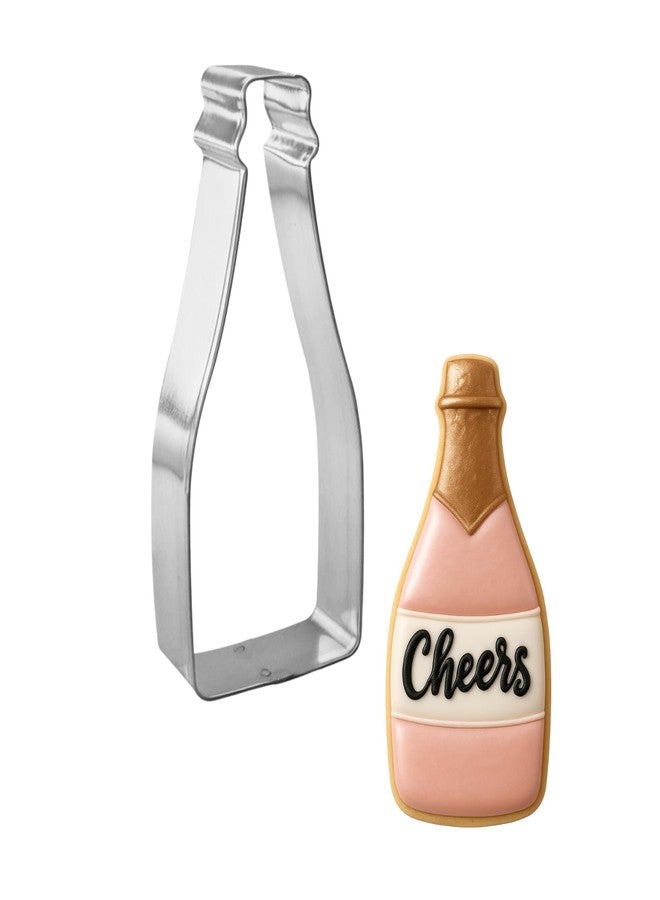 Foose Champagne Bottle Cookie Cutter 4.5 Inch -Tin Plated Steel Cookie Cutters - Champagne Bottle Cookie Mold - Image 1