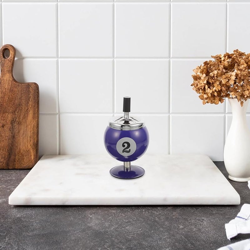 Automatic Extinguishing Metal Ashtray Windproof Portable with Spinning Lid for Indoor Outdoor Home Office Blue - Image 4