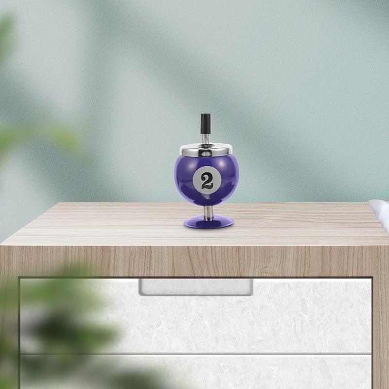 Automatic Extinguishing Metal Ashtray Windproof Portable with Spinning Lid for Indoor Outdoor Home Office Blue - Image 5