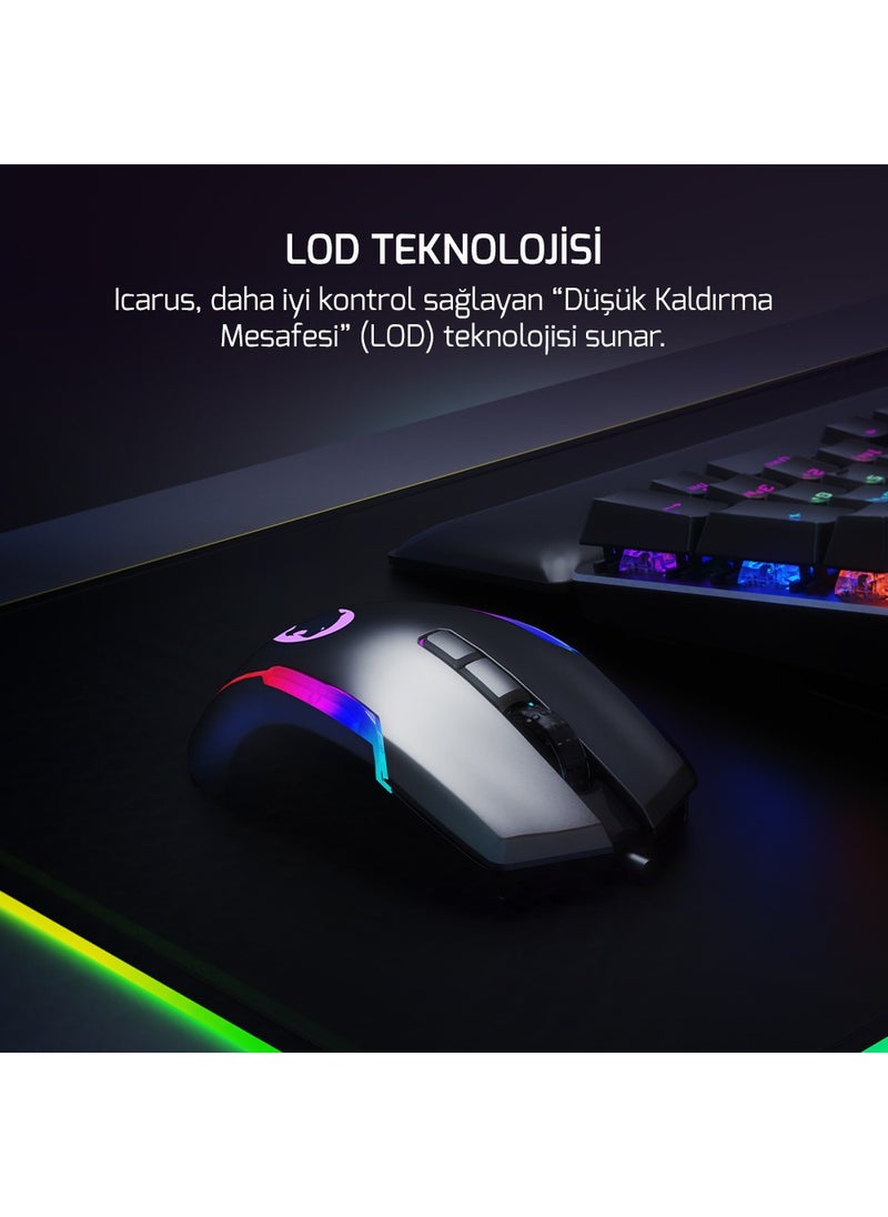 Gamepower - Icarus Gaming RGB Mouse 10.000DP USB Black - Image 1