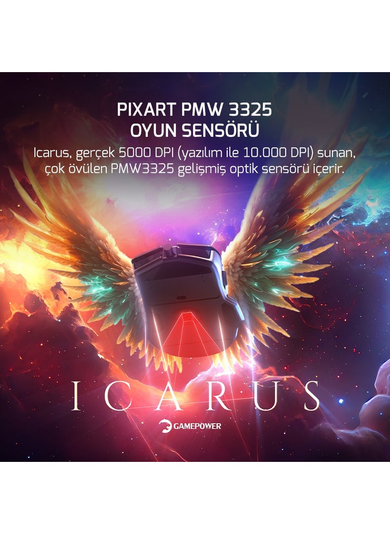 Gamepower - Icarus Gaming RGB Mouse 10.000DP USB Black - Image 1