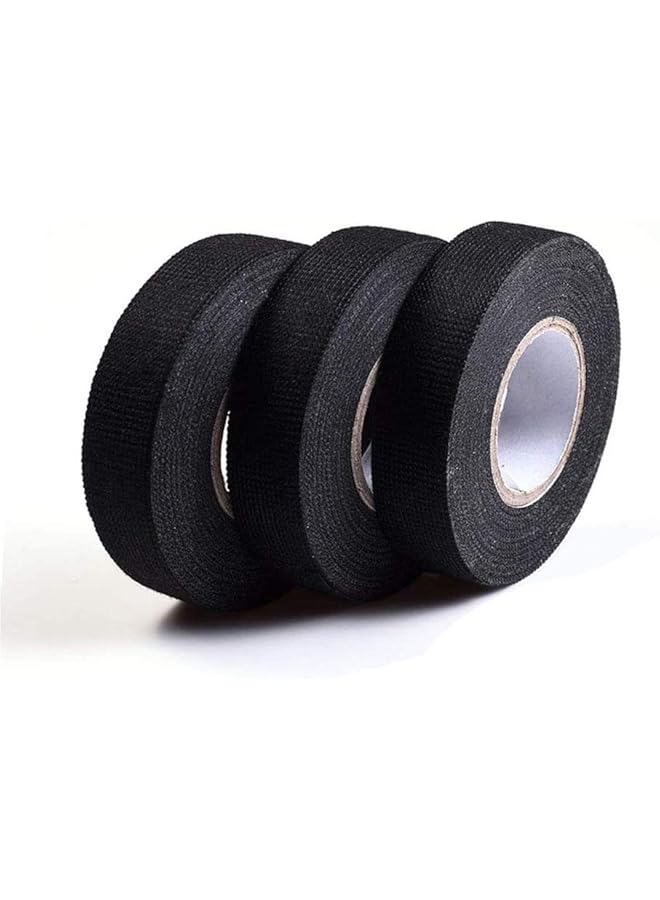 promass 3 PCS Harness Wiring Friction Tape, Black Adhesive Fabric -Harnessing Noise - Suitable for Heat Proof Engine Compartment- for Industrial Electrical - Image 1