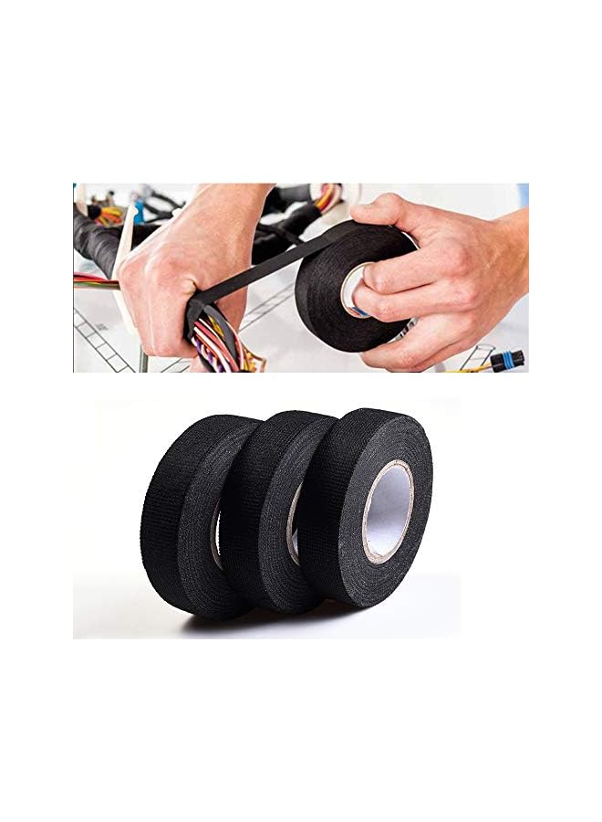 promass 3 PCS Harness Wiring Friction Tape, Black Adhesive Fabric -Harnessing Noise - Suitable for Heat Proof Engine Compartment- for Industrial Electrical - Image 4