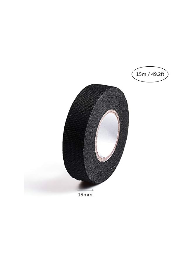 promass 3 PCS Harness Wiring Friction Tape, Black Adhesive Fabric -Harnessing Noise - Suitable for Heat Proof Engine Compartment- for Industrial Electrical - Image 2