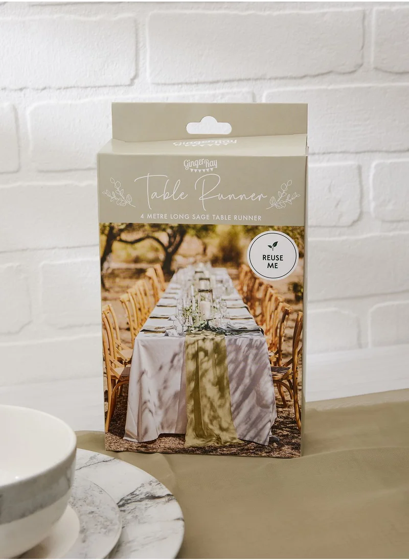 Ginger Ray Draping Fabric - Table Runner Sage