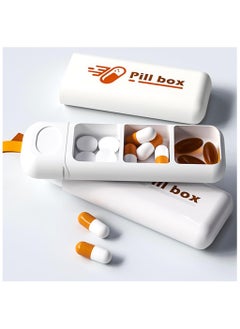 BTFMEI 2 PCS Travel Pill Organizer, Portable Pill Box with Silicone Carrying Rope, Household Portable Small Pill Box One Day Sub-Package Pill Box, Small Medicine Box Prefect Gift for Office, Trip, Gym (Beige+ Gray)  - Image 2
