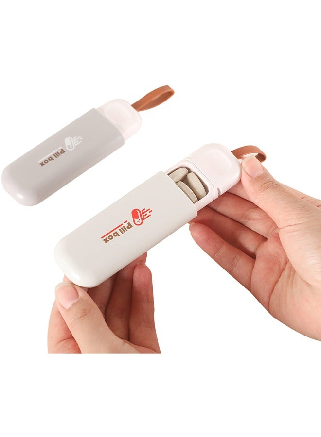 BTFMEI 2 PCS Travel Pill Organizer, Portable Pill Box with Silicone Carrying Rope, Household Portable Small Pill Box One Day Sub-Package Pill Box, Small Medicine Box Prefect Gift for Office, Trip, Gym (Beige+ Gray)  - Image 3