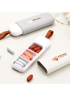 BTFMEI 2 PCS Travel Pill Organizer, Portable Pill Box with Silicone Carrying Rope, Household Portable Small Pill Box One Day Sub-Package Pill Box, Small Medicine Box Prefect Gift for Office, Trip, Gym (Beige+ Gray)  - Image 4