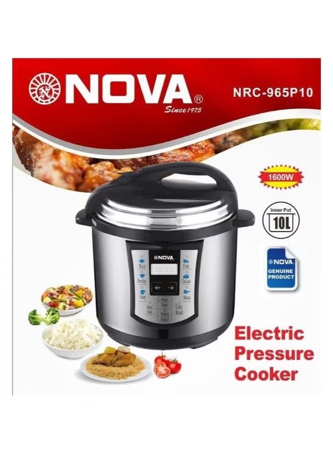 NOVA Electric Pressure Cooker NRC-965P 10L Extra Large Multi Cooker with Smart Presets, Fast Cooking Technology, Stainless Steel Pot, Automatic Keep Warm, Safety Lock Lid, Energy Efficient, Ideal for Family Meals, Durable & Easy to Clean Kitchen Appliance - Image 3