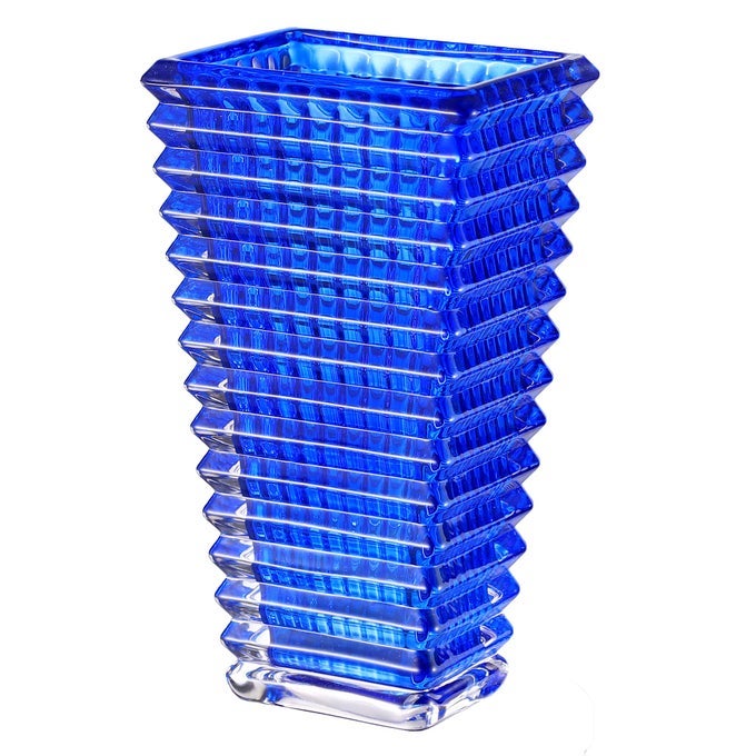 CRYSTAL VASE LARGE CRYSTAL VASES FOR FLOWERS BLUE LARGE FLOWER VASE MODERN GLASS VASES FOR LIVING ROOM BEDROOM KITCHEN DINING TABLE MANTLE WEDDING 9 INCHES
