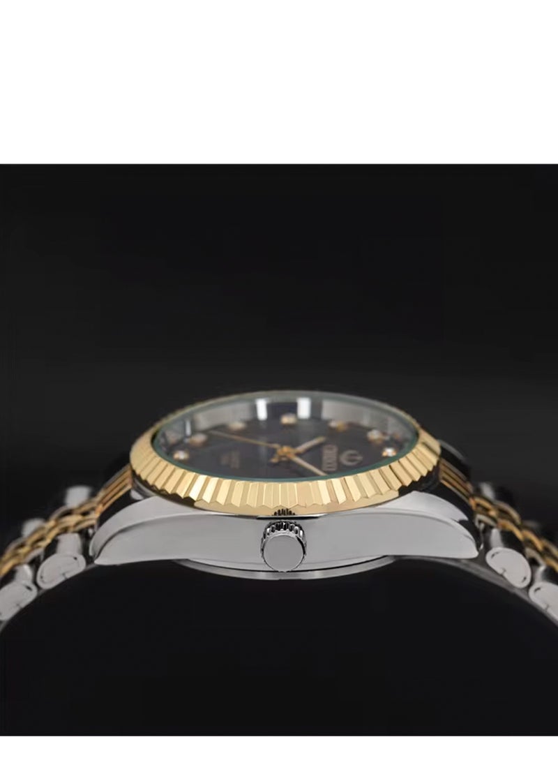 Generic - Analog Donduo Wrist Watche for cuople Luxury with Date Display Black&Gold - Image 1
