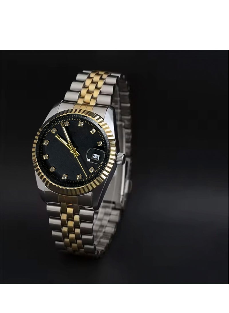 Generic - Analog Donduo Wrist Watche for cuople Luxury with Date Display Black&Gold - Image 1