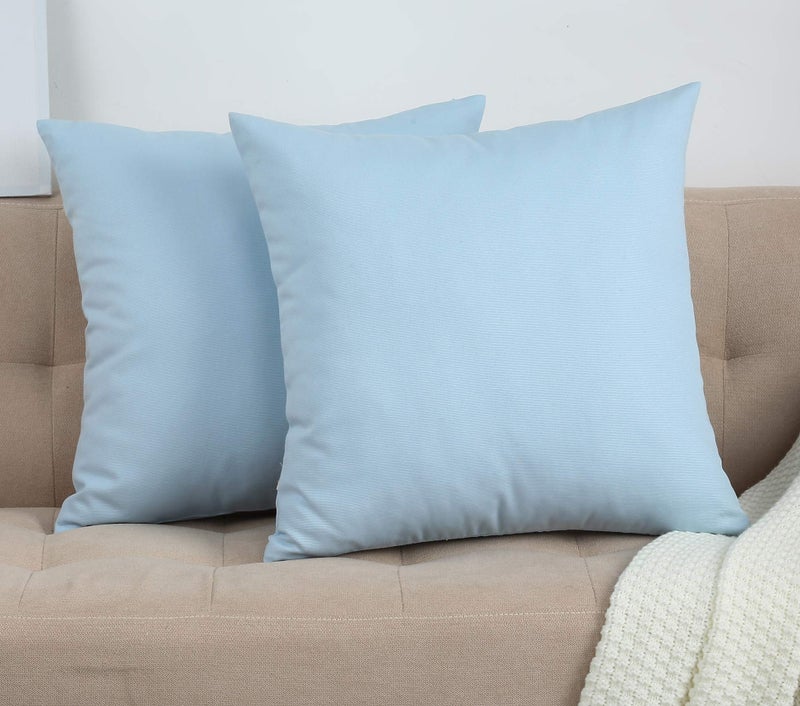 TangDepot Handmade Decorative Solid 100% Cotton Canvas Throw Pillow Covers/Pillow Shams  (20""x20""  Light Blue) - Image 1