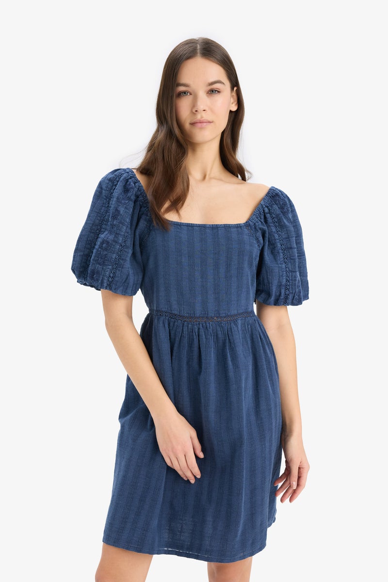 DeFacto Woman A Line U Collar Cotton Mini Dress  - Image 3
