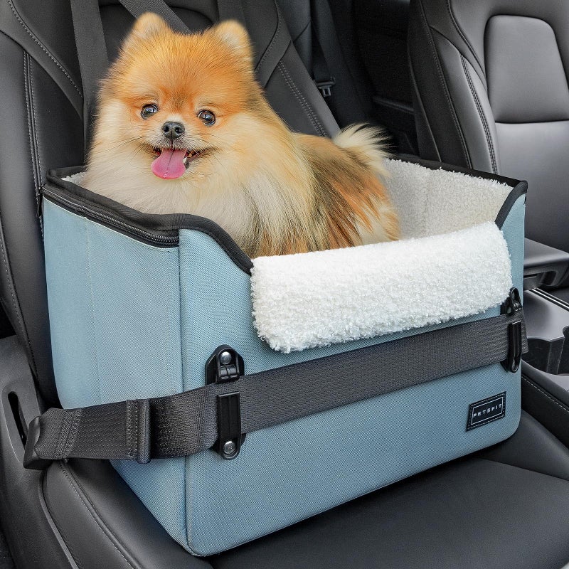 PETSFIT Dog Car Seats for Small Dogs Patented Safety Buckles Safety Tether Foldable Travel Dog Booster Car Seat Reduces Anxiety Road Trips Stable Frame Fits FrontBack Seat Mint Green - Image 2