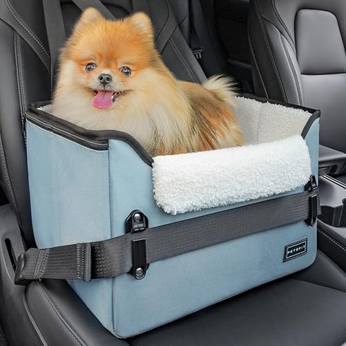 PETSFIT Dog Car Seats for Small Dogs Patented Safety Buckles Safety Tether Foldable Travel Dog Booster Car Seat Reduces Anxiety Road Trips Stable Frame Fits FrontBack Seat Mint Green - Image 1