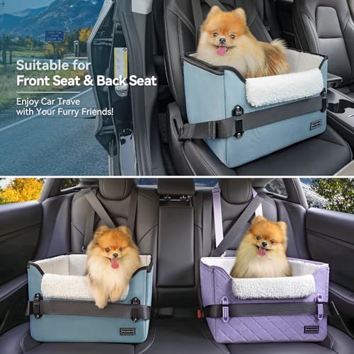 PETSFIT Dog Car Seats for Small Dogs Patented Safety Buckles Safety Tether Foldable Travel Dog Booster Car Seat Reduces Anxiety Road Trips Stable Frame Fits FrontBack Seat Mint Green - Image 3